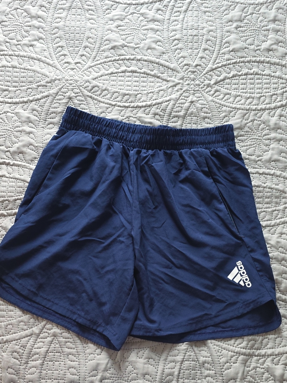 adidas Navy Athletic Training Shorts with Logo